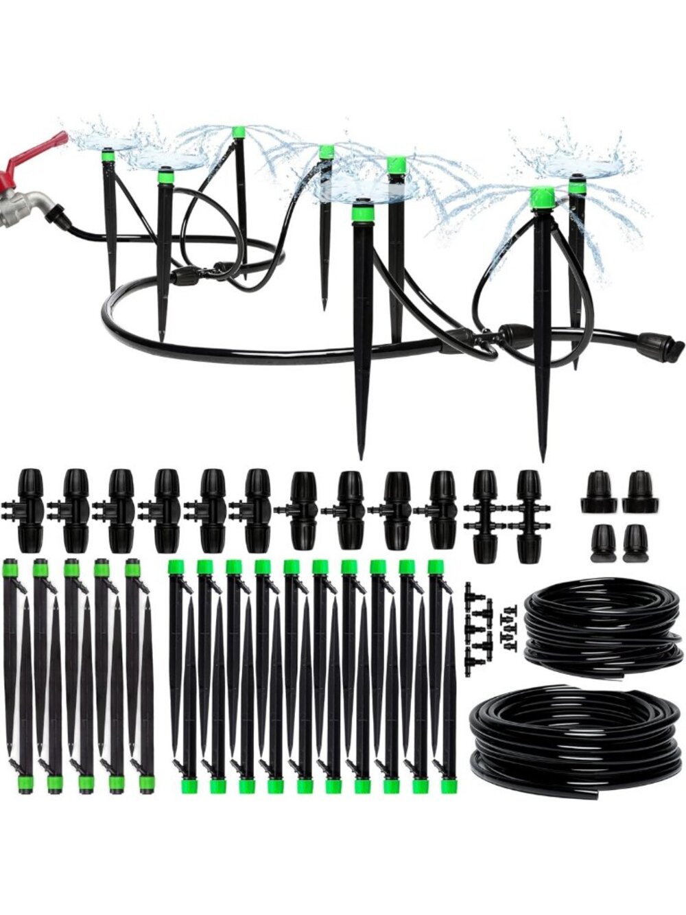 Complete Drip Irrigation System Kit for Garden Watering - 100 ft Sprinkler Hose